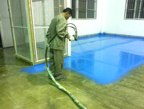 聚脲地坪噴塗現場